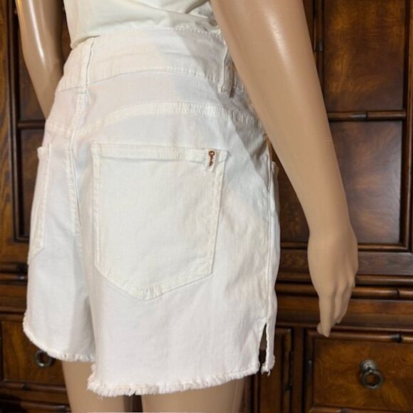 Copper Key White Denim Stretch Cotton Shorts Fringe Fray Hem - Picture 8 of 12